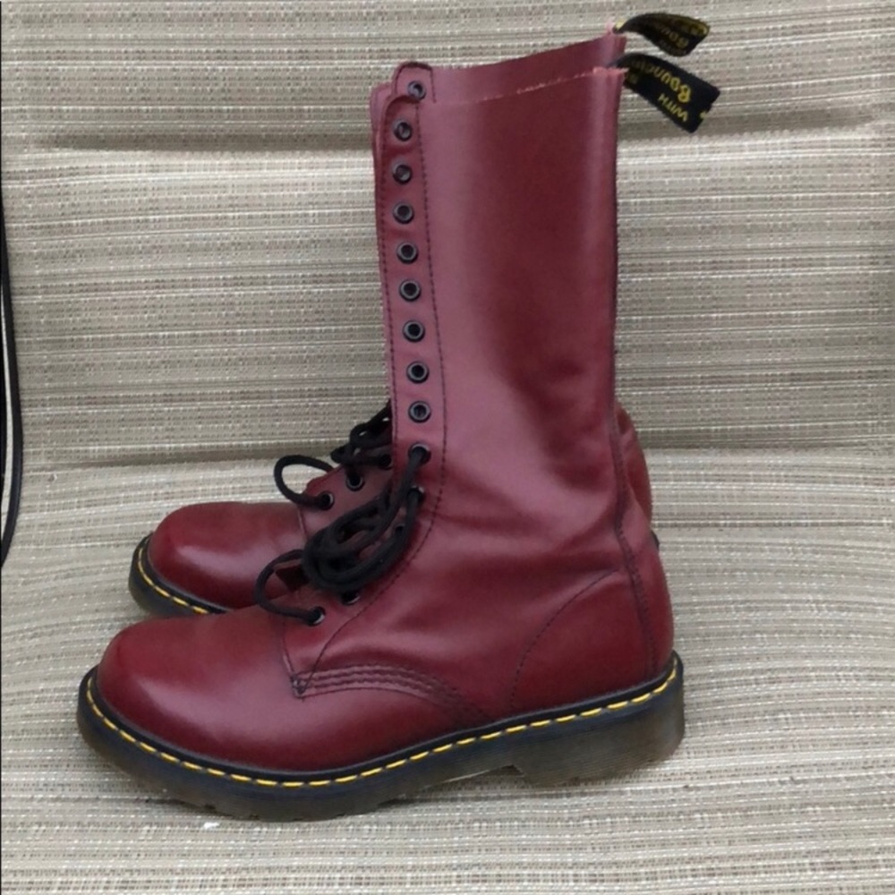 Dr. Martin, tall lace up red boots. Size 8